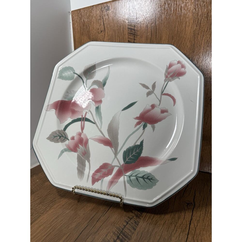 Mikasa Silk Flowers 12" Square Plate Serving Platter Very Good Condition